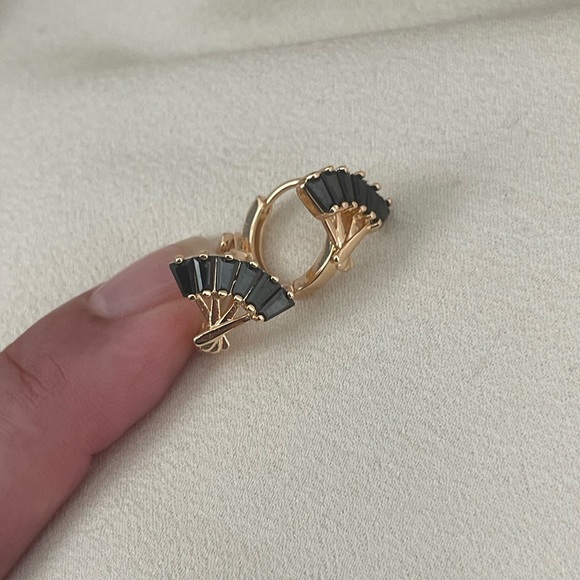 18k Gold Filled CZ Huggie Earrings - Picture 3 of 7